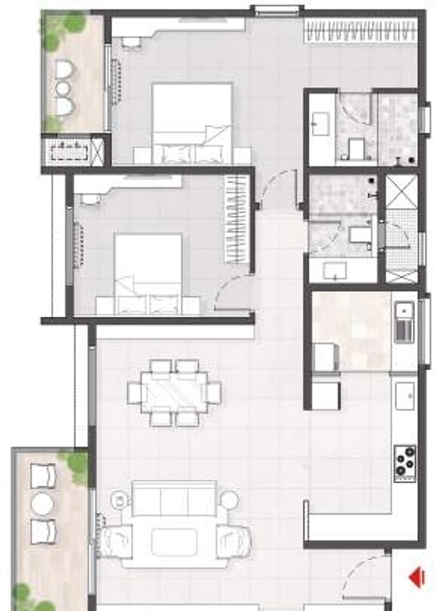Floor plan, 3BHK A