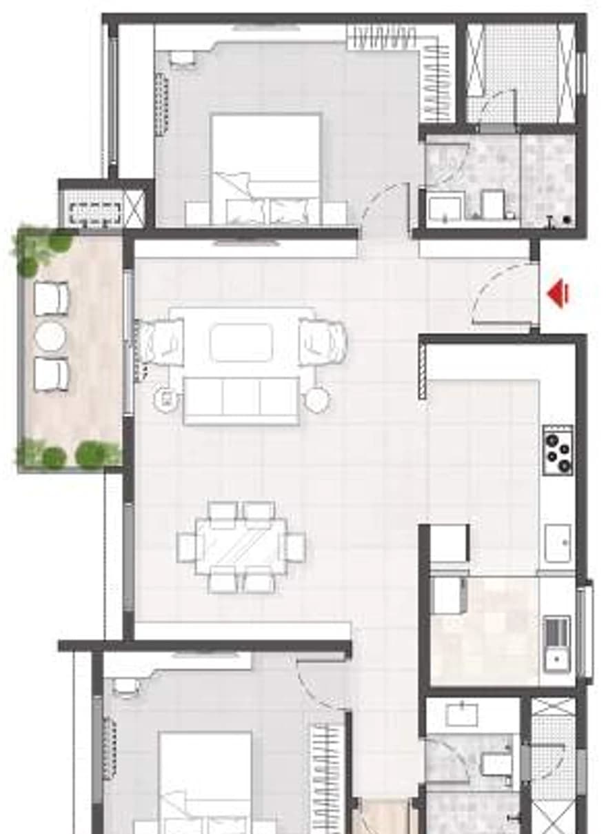 Floor plan, 3BHK B