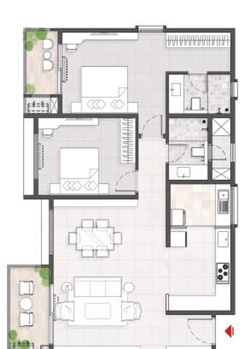 Floor plan, 3BHK F