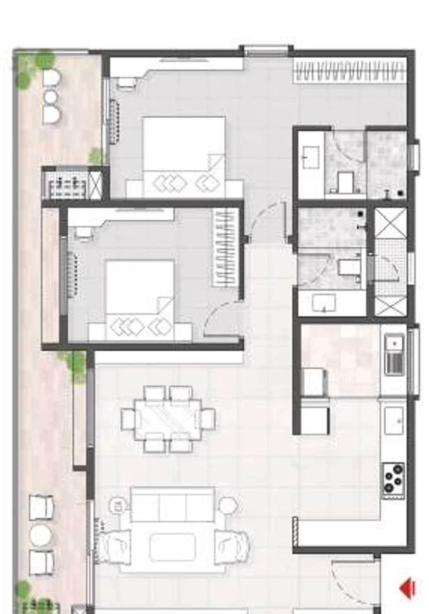 Floor plan, 3BHK FG