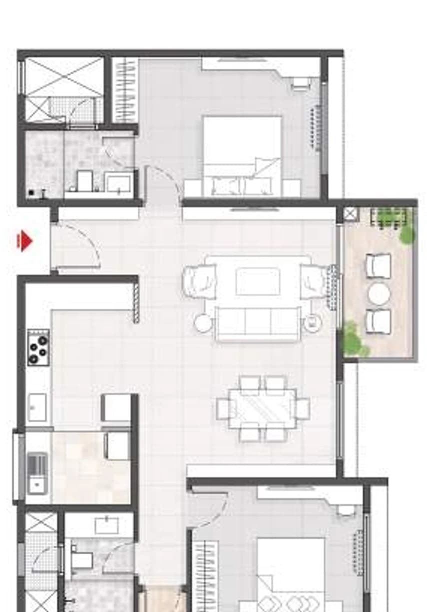 Floor plan, 3BHK H