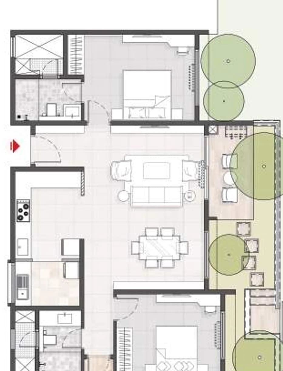 Floor plan, 3BHK HG