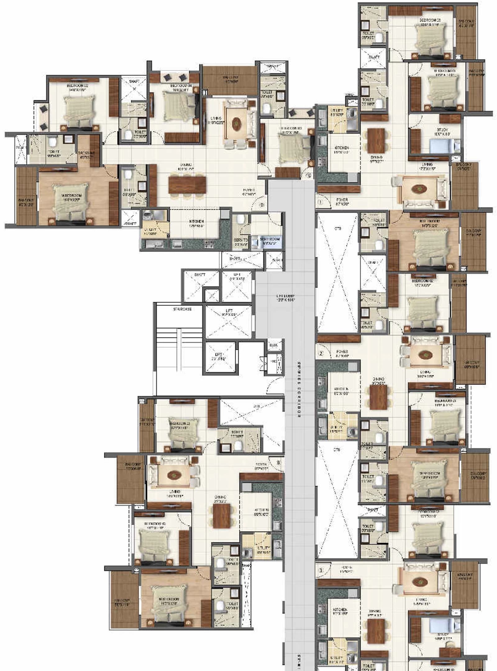 Floor plan, 4 BHK SMART - WEST 3 BHK CLASSIC - WEST 4 BHK SMART - WEST 3