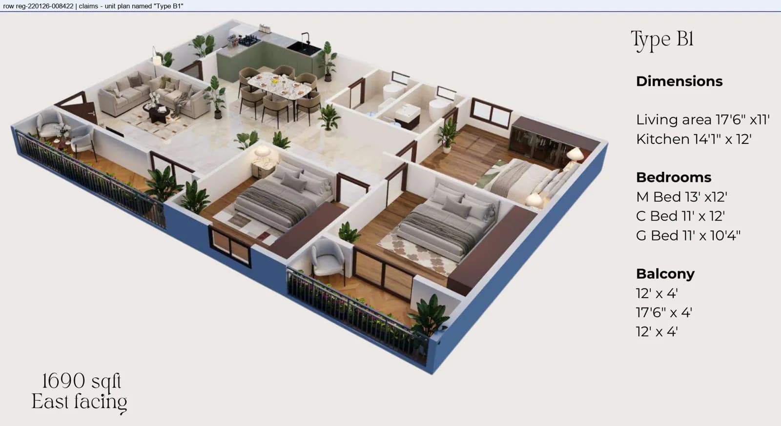 Floor plan, Type B1