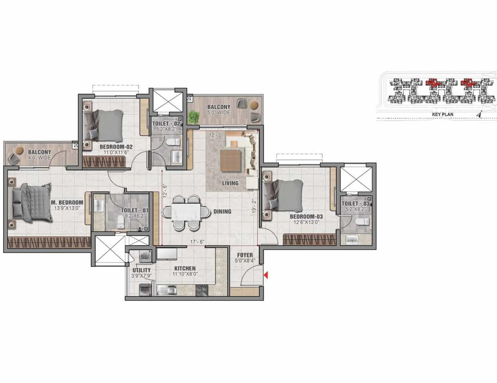 Floor plan, Tower - 02 & 03